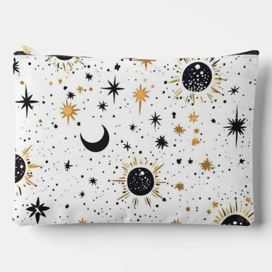 Zwart en Goud Celestial Zon Maan Sterren Etui (Voorkant)