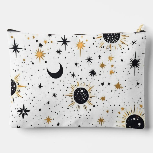 Zwart en Goud Celestial Zon Maan Sterren Etui (Achterkant)