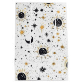 Zwart en Goud Celestial Zon Maan Sterren Medium Cadeauzakje (Achterkant)