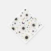 Zwart en Goud Celestial Zon Maan Sterren Servet (Hoek)