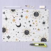 Zwart en Goud Celestial Zon Maan Sterren Tissuepapier (Craft)