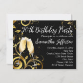 Zwart en Goud Champagne 50e Verjaardagsfeest Kaart (Voorkant)