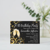 Zwart en Goud Champagne 50e Verjaardagsfeest Kaart (Staand voorkant)