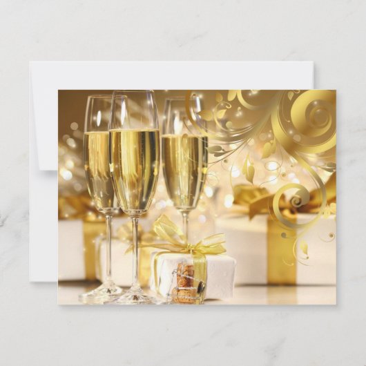 Zwart en Goud Champagne 50e Verjaardagsfeest Kaart (Achterkant)