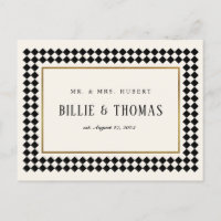 Zwart en Goud Checkerboard Border Photo Dank u