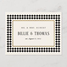 Zwart en Goud Checkerboard Border Photo Dank u Briefkaart