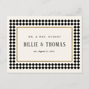 Zwart en Goud Checkerboard Border Photo Dank u Briefkaart