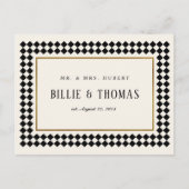 Zwart en Goud Checkerboard Border Photo Dank u Briefkaart (Voorkant)