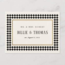 Zwart en Goud Checkerboard Border Photo Dank u Briefkaart