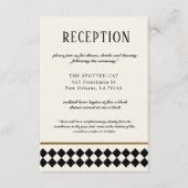 Zwart en goud Checkerboard Border Receptie Informatiekaartje (Voorkant)