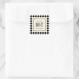 Zwart en Goud Checkerboard Grens Bruiloft Vierkante Sticker