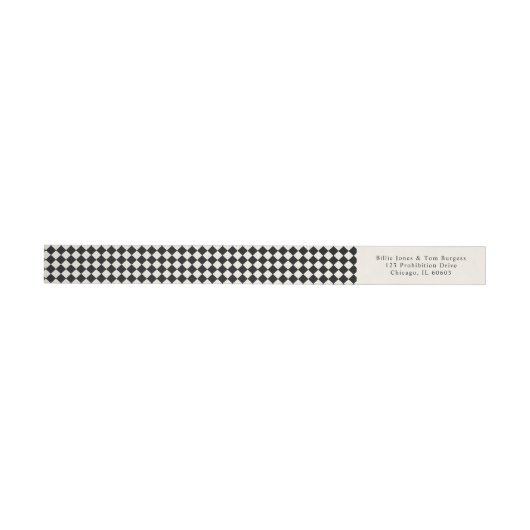 Zwart en Goud Checkerboard Rand Retouradres (Individueel)