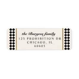 Zwart en Goud Checkerboard Rand Retouradres Etiket