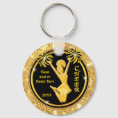 Zwart en goud, Cheerlead Team Gifts, Ker Sleutelhanger (Voorkant)