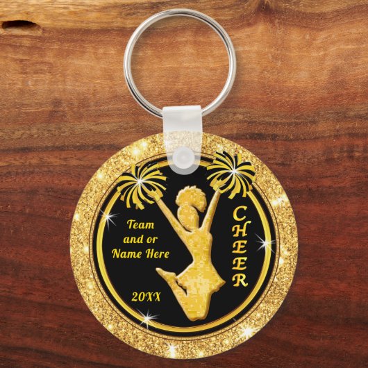 Zwart en goud, Cheerlead Team Gifts, Ker Sleutelhanger (Voorkant)