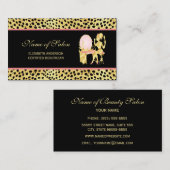 Zwart en Goud Cheetah Print Salon Vrouw van Glamou Visitekaartje (Voorkant / Achterkant)