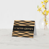 Zwart en Goud Chevron Print "Happy Kwanzaa" Kaart (Gele Bloem)