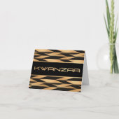 Zwart en Goud Chevron Print "Happy Kwanzaa" Kaart (Voorkant)