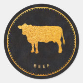 Zwart en goud Chic Beef Wedding Food Choice Ronde Sticker (Voorkant)