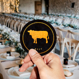 Zwart en goud Chic Beef Wedding Food Choice Ronde Sticker