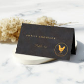 Zwart en goud Chic Chicken Wedding Food Choice Plaatskaartje
