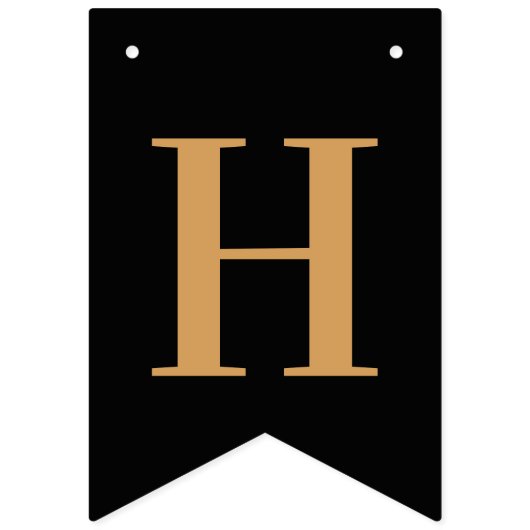 Zwart en goud Chic Happy Birthday Vlaggetjes (Tweede vlag)