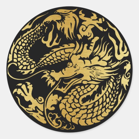 Zwart en goud Chinese Dragon Sticker (Voorkant)