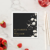 Zwart en Goud Chinoiserie Bloementuin Trouwen Servet (Insitu)