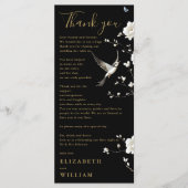 Zwart en goud Chinoiserie bruiloft bedankkaart Menu (Voorkant)