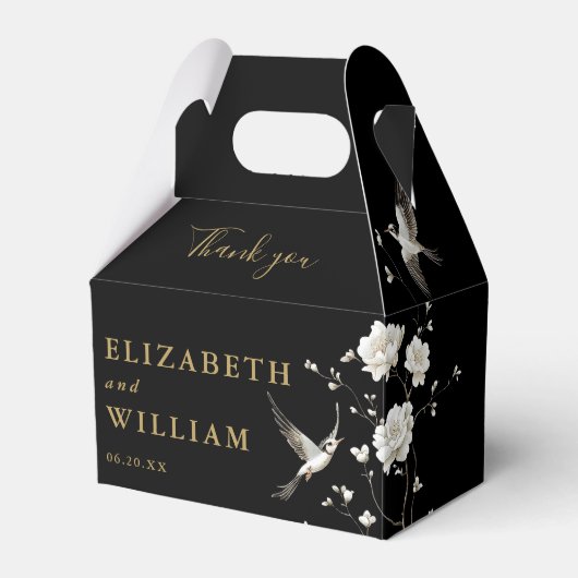 Zwart en goud Chinoiserie bruiloft Dank u Bedankdoosjes (Voorkant Zijde)