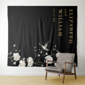 Zwart en goud Chinoiserie bruiloft foto achtergron Wandkleed (In Situ (horizontaal))