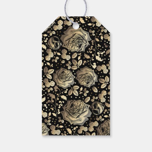 Zwart en Goud  Chique Bruiloft Cadeaulabel (Achterkant)