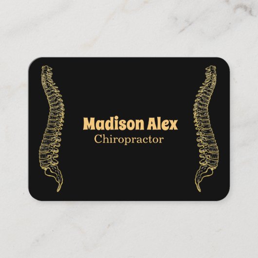 Zwart en Goud Chiropractor Spine Therapeut Visitekaartje (Voorkant)
