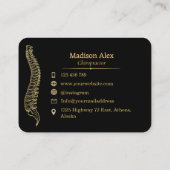 Zwart en Goud Chiropractor Spine Therapeut Visitekaartje (Achterkant)