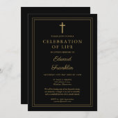 Zwart en goud Christelijke viering van het leven Kaart (Voorkant / Achterkant)
