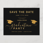 Zwart en Goud Classic Afstuderen Save the Date Uitnodiging Briefkaart (Voorkant)