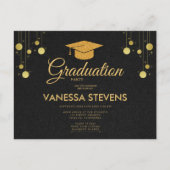 Zwart en Goud Classic Graduation Cap Party Briefkaart (Voorkant)