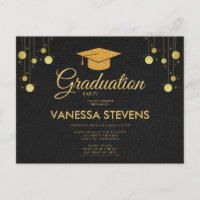 Zwart en Goud Classic Graduation Cap Party