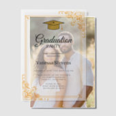 Zwart en Goud Classic Graduation Cap Party Vellum Uitnodigingen (Offset (Koppel))