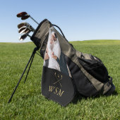 Zwart en Goud Classic Monogram Foto Golf Clubs Golfhanddoek (Groen)