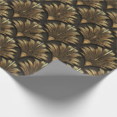 Zwart en Goud Classy Art Deco Elegant Patroon Cadeaupapier (Hoek)