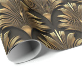 Zwart en Goud Classy Art Deco Elegant Patroon Cadeaupapier (Rol Hoek)