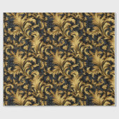 Zwart en Goud Classy Elegant Patroon Cadeaupapier (Vlak)