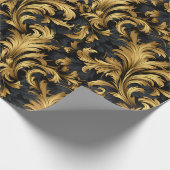Zwart en Goud Classy Elegant Patroon Cadeaupapier (Hoek)