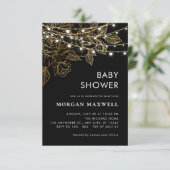 Zwart en Goud Classy Modern Elegant Baby shower Kaart (Staand voorkant)