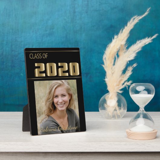 Zwart en Goud Classy Photo Afstuderen Fotoplaat (Zijkant)