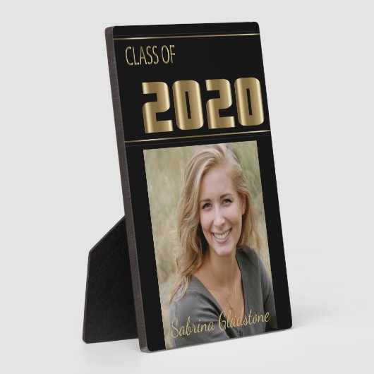 Zwart en Goud Classy Photo Afstuderen Fotoplaat (Zijkant)