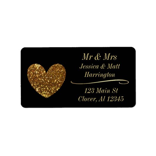 Zwart en Goud Classy Return Mailing Adres Label (Voorkant)