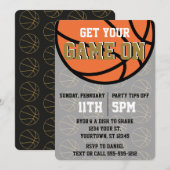 Zwart en Goud College Basketbal Watch Party Kaart (Voorkant / Achterkant)