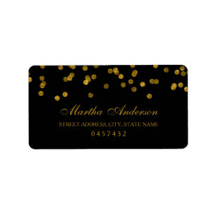 Zwart en goud confetti adreslabels etiket